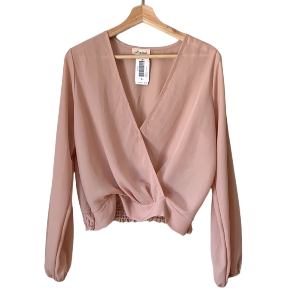 Neutral Colour Cross Over Blouse Size Large